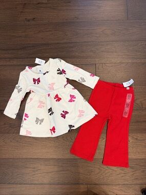 Baby Gap Bow Print Dress & Flare Pants Size 12-18 Months NWT - C8-051